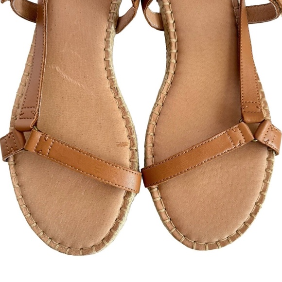 Madewell The Hallie Espadrille Sandals Brown Leather Open Toe Flat Strappy Sz 11 - Picture 9 of 12